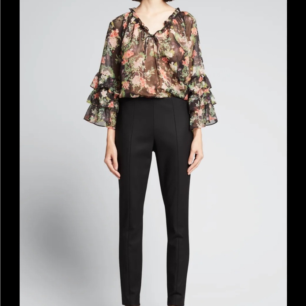 Alice + Olivia Kallie Ruffle-Sleeve Floral Cropped Blouse Size XS - Picture 3 of 8